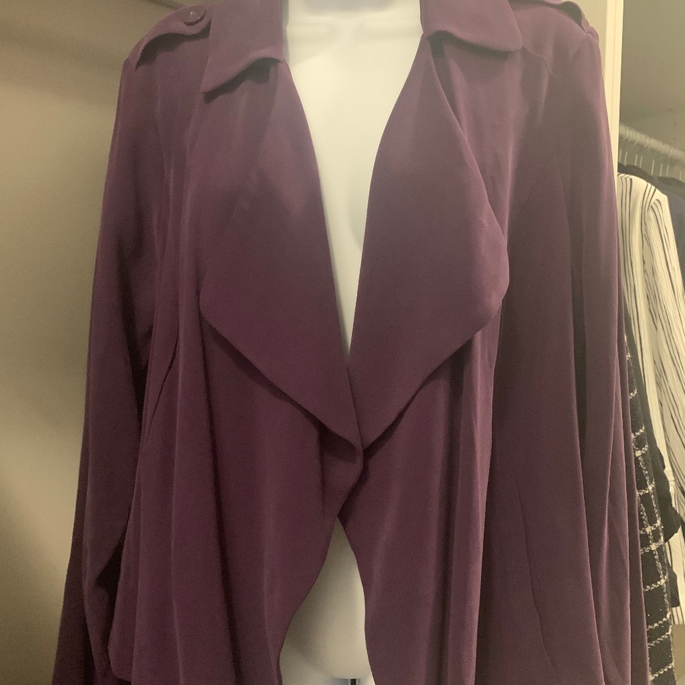 Torrid Purple Drape Front Blazer, size 2x